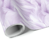 Papier Cadeau Mariée Motif de plumes violettes et blanches (Coin rond)