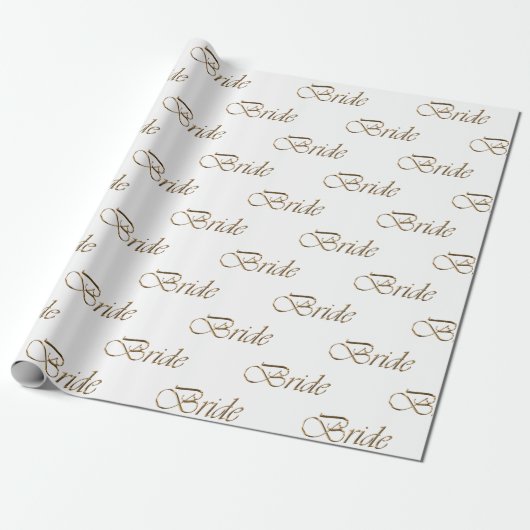 Papier Cadeau Mariée or et blanc motif calligraphique élégant ch (Déroulé)