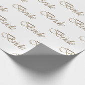 Papier Cadeau Mariée or et blanc motif calligraphique élégant ch (Coin)