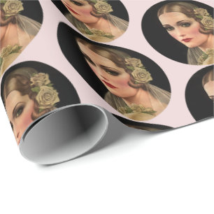 Papier Cadeau Mariée Vintage avec des Roses