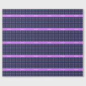 Papier Cadeau Marine Bleu Blanc Pois Lilac Nom Monogramme (Plat)