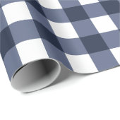 Papier Cadeau Marine Bleu Classique En vichy Vérifier Plaid (Coin rond)