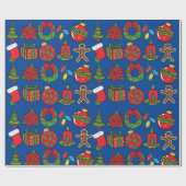 Papier Cadeau Marine Bleu Ornements Noël Cadeaux de Noël Envelop (Plat)