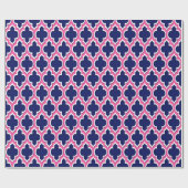 Papier Cadeau Marine Bleu Rose Blanc Marocain #4DS (Plat)