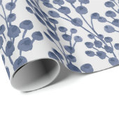Papier Cadeau Marine bleue botanique (Coin rond)