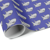 Papier Cadeau Marine Blue Pool Party Beach Anniversaire Requin (Coin rond)