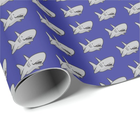 Papier Cadeau Marine Blue Pool Party Beach Anniversaire Requin (Coin rond)