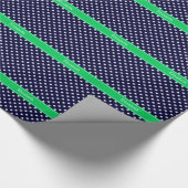 Papier Cadeau Marine Blue Wt Polka Dot Emerald Nom vert Monogram (Coin)