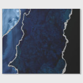 Papier Cadeau Marine et Argent Agate (Plat)