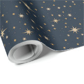 Papier Cadeau Marine et Gold Star (Coin rond)
