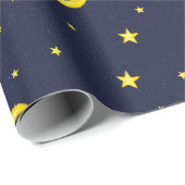 Papier Cadeau Marine et Gold Twinkle Little Stars (Coin rond)