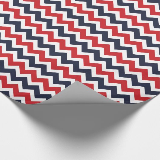 Papier Cadeau Marine et Red Zigzag Chevron Stripes (Coin)