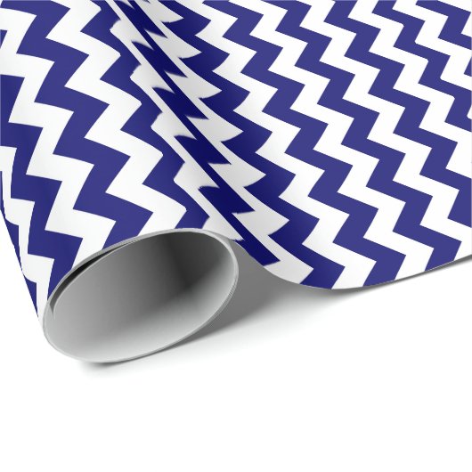 Papier Cadeau Marine et White Zigzag (Coin rond)