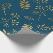Papier Cadeau Marine florale botanique de feuille d'or de Faux (Coin)