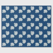 Papier Cadeau Marine Nautique Bleu Blancs Coques de bord de mer (Plat)