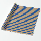 Papier Cadeau Marine Nautique Lignes Bleues Faux Rustique Brown  (Déroulé)
