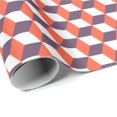 Papier Cadeau Marine Rétro bleu Rouge blanc Cube moderne géométr (Coin rond)