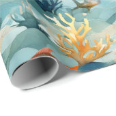 Papier Cadeau Marine sous-marine (Coin rond)