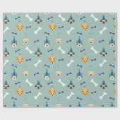 Papier Cadeau Marionnette fête d'anniversaire, enfants et animau (Plat)