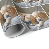 Papier Cadeau Marionnettes Golden Retriever dormant (Coin rond)