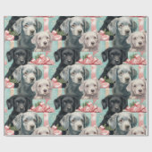 Papier Cadeau Marionnettes Labrador en 3 couleurs (Plat)