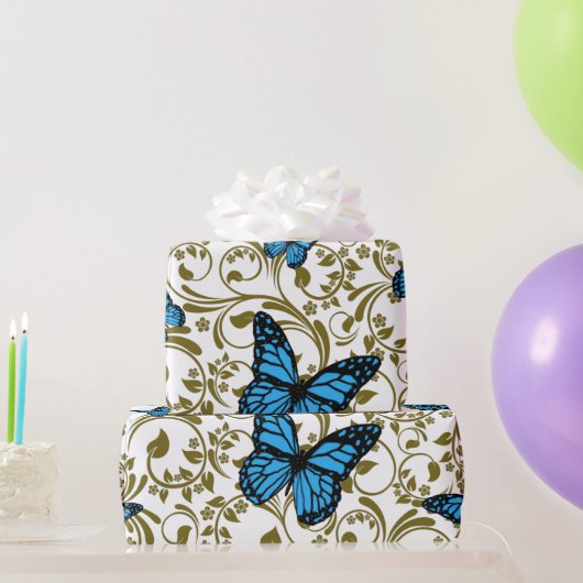 Papier Cadeau Mariposa azul en el jardín (Cadeaux de fête)