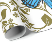 Papier Cadeau Mariposa azul en el jardín (Coin rond)