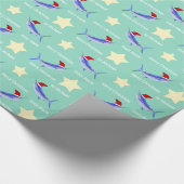 Papier Cadeau Marlin bleu personnalisé Père Noël (Coin)