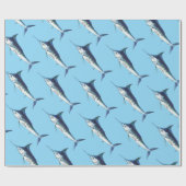 Papier Cadeau Marlin bleu sur bleu Caroline (Plat)