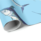 Papier Cadeau Marlin bleu sur bleu Caroline (Coin rond)