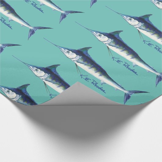 Papier Cadeau Marlins sur le bleu (Coin)