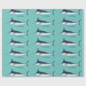 Papier Cadeau Marlins sur le bleu (Plat)