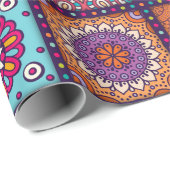 Papier Cadeau Marocain coloré motif Mandala (Coin rond)