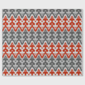 Papier Cadeau Marocain Ikat Damask, Graphite Grey et Rouge (Plat)