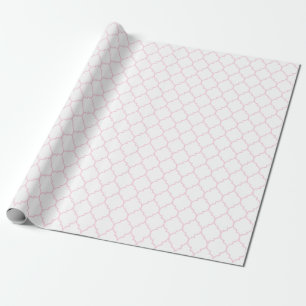 Papier Cadeau Marocain Quatrefoil rose-clair sur le blanc