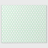 Papier Cadeau Marocain Quatrefoil vert clair sur le blanc (Plat)