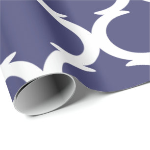 Papier Cadeau Marocain Trellis Marine Bleu Blanc treillis Motif