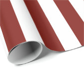 Papier Cadeau Maroon and White Bold Stripes (Coin rond)