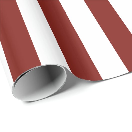 Papier Cadeau Maroon and White Bold Stripes (Coin rond)