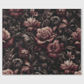Papier cadeau Maroon Black Floral (Plat)