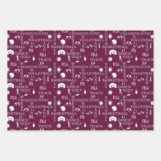 Papier cadeau Maroon, blanc et gris (Devant 3)