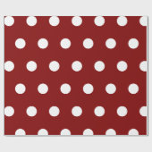 Papier Cadeau Maroon Blanc Moyen Pois (Plat)