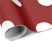 Papier Cadeau Maroon Blanc Moyen Pois (Coin rond)