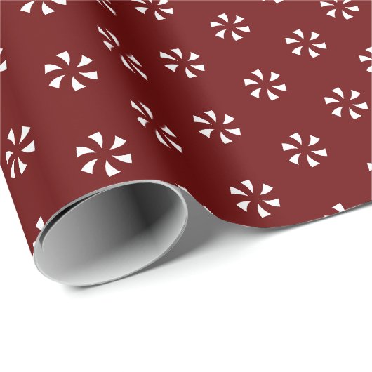 Papier Cadeau Maroon de Bourgogne moderne floral flocons de neig (Coin rond)