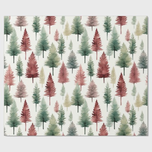 Papier Cadeau Maroon et pin vert foncé (Plat)