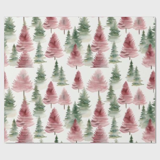 Papier Cadeau Maroon et pin vert foncé (Plat)