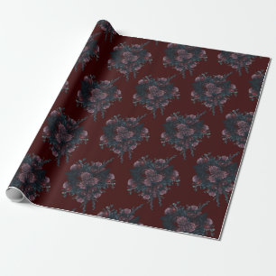 Papier Cadeau Maroon foncé Mauve Gothique Mariage élégant