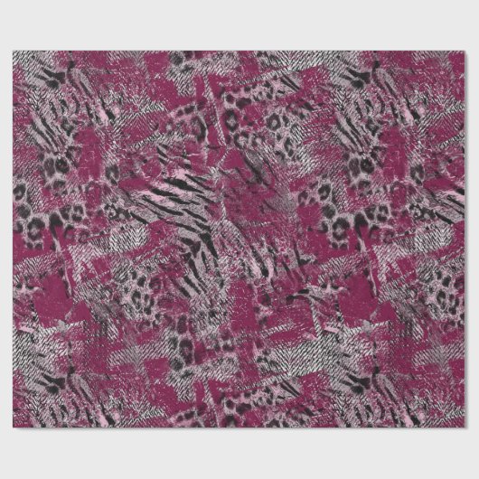 Papier Cadeau Maroon gris léopard tacheté (Plat)