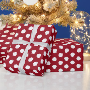 Papier Cadeau Maroon moderne blanc Etoiles Snowflakes cadeau de