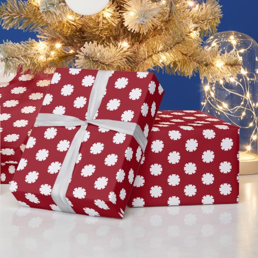 Papier Cadeau Maroon moderne blanc Etoiles Snowflakes cadeau de  (Vacances)